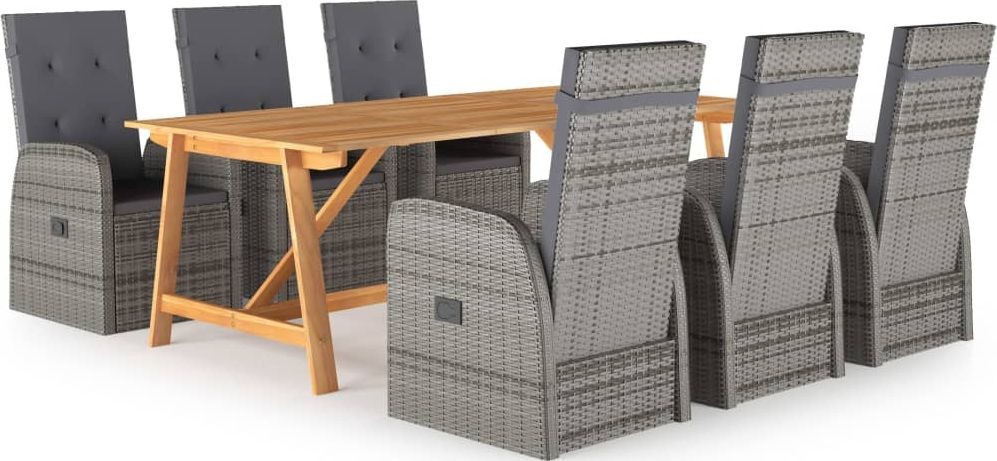 vidaXL 7-częściowy zestaw mebli ogrodowych szary 3068815