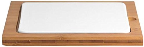 Talerz chio Bamb kwadratowa z podstawą z bambusa, biały/drewniany, 20 cm 9807000