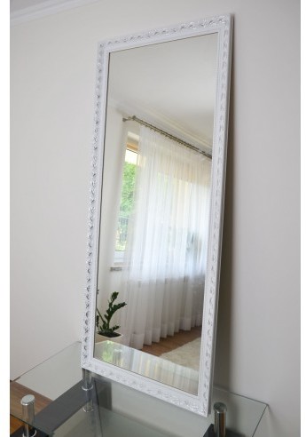 Łukasz Ochwat Alfaram Lustro w białej ornamentowej ramie drewnianej 5004001, Lustro w ramie: 110x210