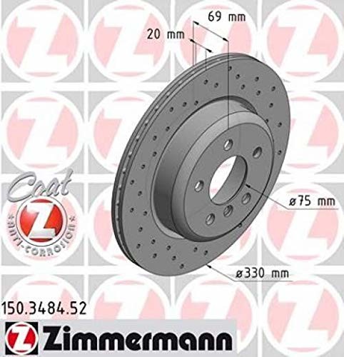 Zimmermann Tarcza hamulcowa  150.3484.52, z tyłu, perforowane, sport Coat z