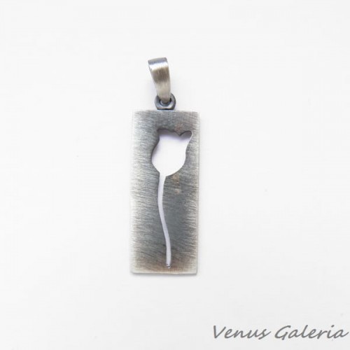 Zawieszka srebrna oksydowana- Tulipan 1670