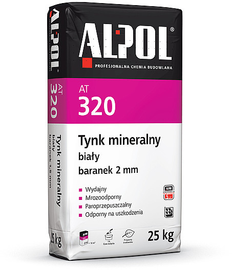Alpol AT 320 tynk mineralny baranek biały 2,0 mm 25 kg
