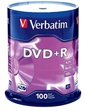 Verbatim płyt DVD + R, 4.7 GB, 16 X, Spindle, 100/PACK, Sold as 1 Package 95098