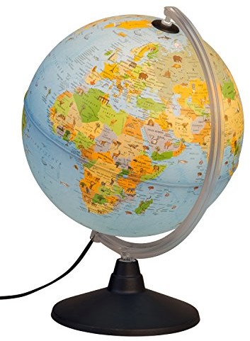 Idena 22059 podświetlany globus z rysunkami zwierząt, zabawka edukacyjna, średnica 30 cm
