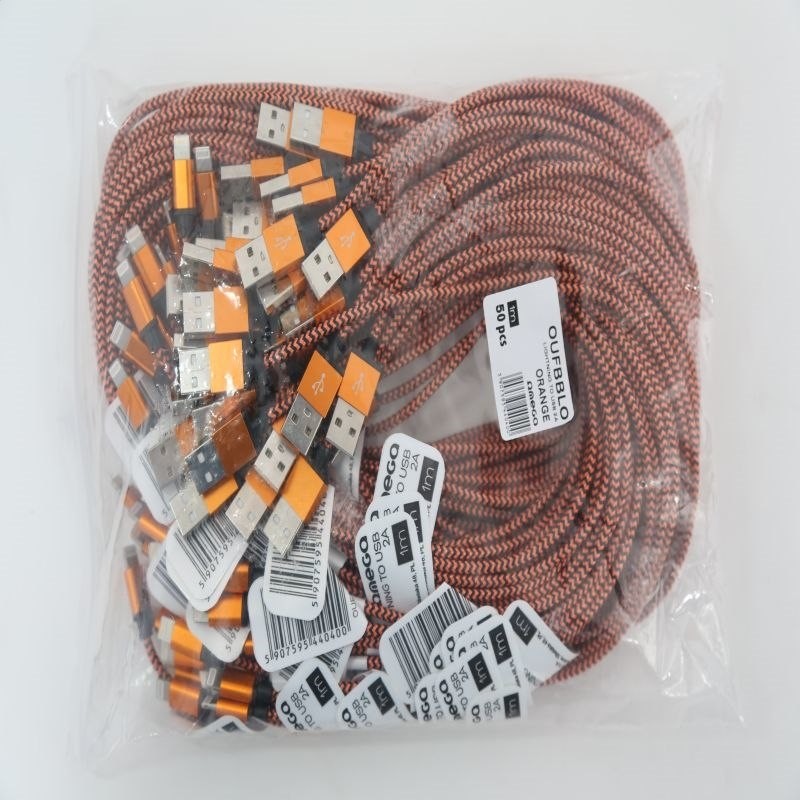 Zdjęcia - Kabel Omega LIGHTNING TO USB FABRIC BRAIDED CABLE  2A 1M POLYBAG ORANGE [44 