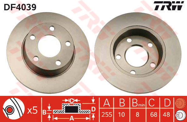 TRW Tarcza hamulcowa DF4039