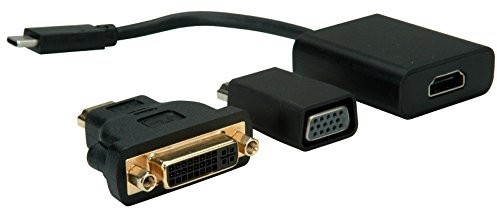 Value 12993229 Display Adapter, USB typu C na przycisk VGA + HDMI + DVI Czarny 12993229