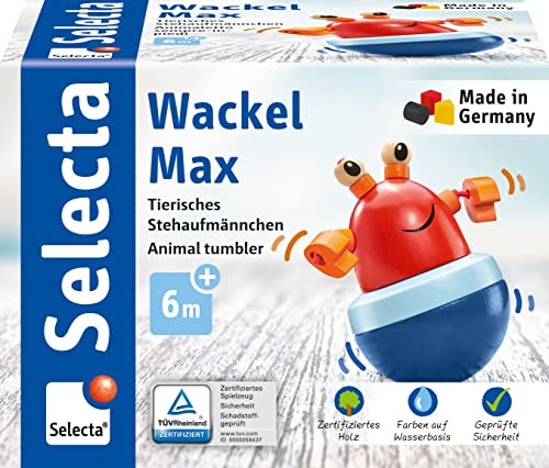 Selecta Selecta 61066 Wackel Max, chwytak i poruszająca się figurka wykonana z drewna
