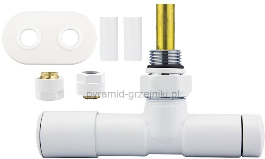 Varioterm Zawór jednootworowy regulacyjny UNICO All in One rozeta owalna - biały mat miedź 15 mm lewy A000M875A021/L(Cu)