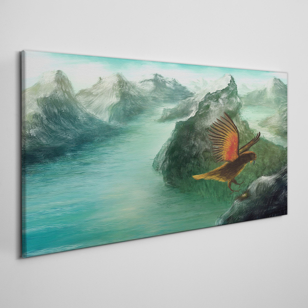 PL Coloray Obraz na Płótnie Malarstwo góry zwierzę ptak 100x50cm