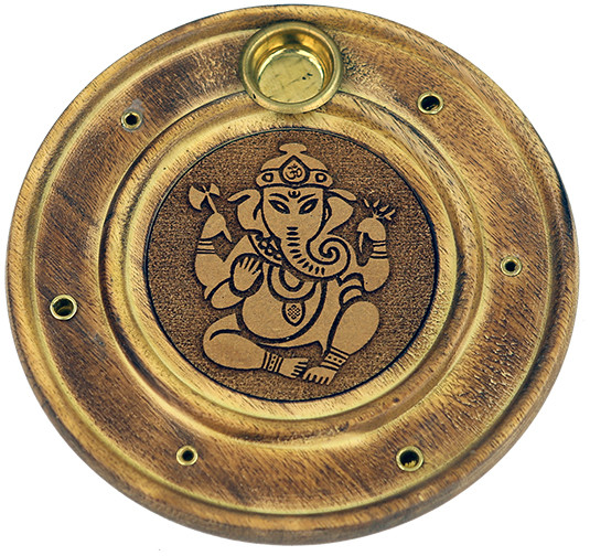 Podstawka do kadzideł grawerowana okrągła - Ganesh 17647