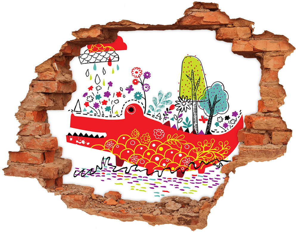 Wallmuralia.pl Samoprzylepna naklejka Kolorowy krokodyl