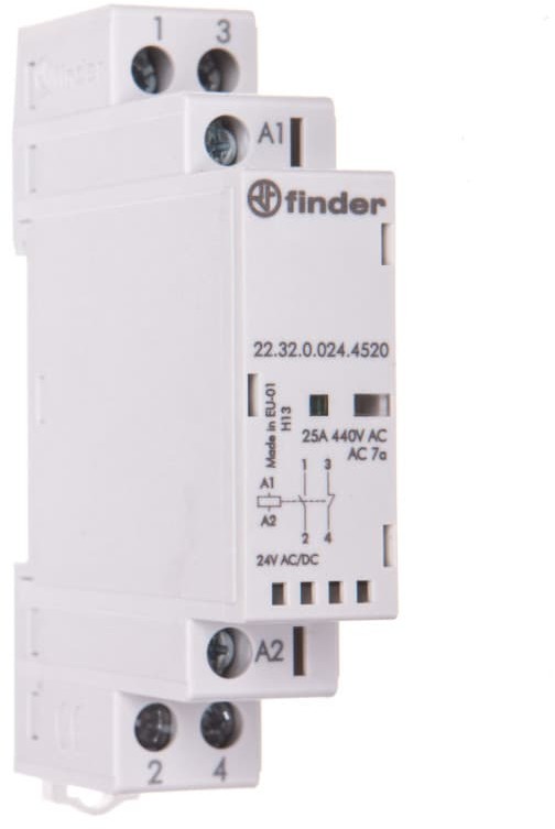 Фото - Інші електротовари Finder Stycznik modułowy 1Z 1R 25A 24V AC/DC, wskaźnik zadziałania + LED, 17,5mm 