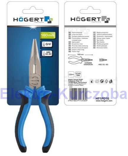 HOGERT Szczypce Wydłużone Proste, 160mm, HT1P016,