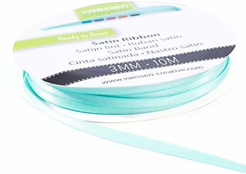 Vaessen Creative Vaessen Creative 301002-0011 satynowa wstążka Aqua, 3 mm x 10 m, wstążka, wstążka dekoracyjna, taśma prezentowa i taśma materiałowa na wesele, chrzest i prezenty urodzinowe, 3 mm 301002-0011