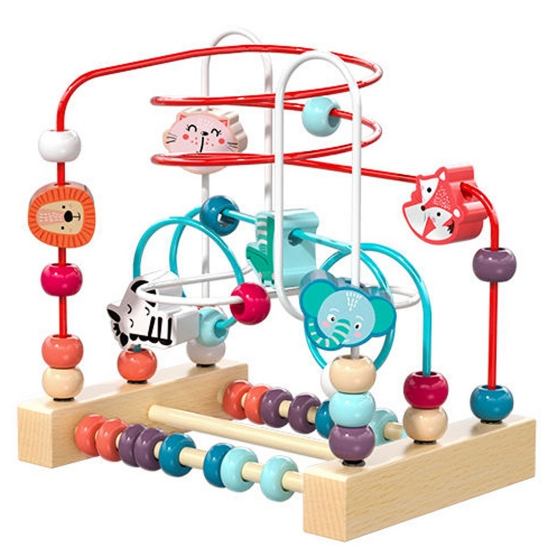 NICEKIDS DREWNIANY Labirynt edukacyjny Zoo przeplatanka KZ0920