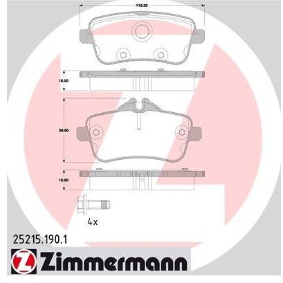ZIMMERMANN Zestaw klocków hamulcowych, hamulce tarczowe 25215.190.1