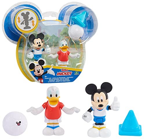 MICKEY&MINNIE Mickey, 2 figurki przegubowe 7,5 cm z akcesoriami, motyw piłki nożnej, zabawka dla dzieci od 3 lat, Mcc042 MCC042