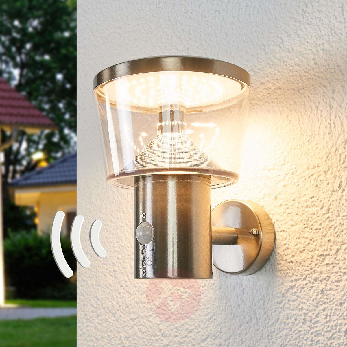 LINDBY Lampa zewnętrzna Antje z diodami LED i czujnikiem