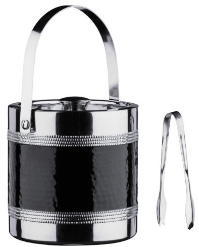 Premier Housewares Premier housewares 0507785 Ice wiadro i szczypce z paskiem z Hammered, stal nierdzewna, Czarny 0507785