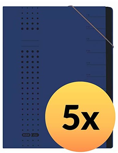 Elba 400001992 teczka na dokumenty chic 5 szt. A4 12 przegródek z pustymi literami z kartonu w kolorze ciemnoniebieskim 400001992