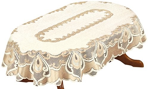 HAFT W konkurencyjnej 222524/120Y obrus żakardowy, 120 x 220 cm, dwukolorowe podłużnym/ciemny Golden 222524/120y