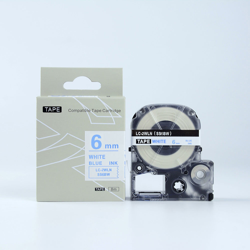 Epson LK-SS6BW, 6mm x 9m, niebieski druk / biały podkład, taśma zamiennik
