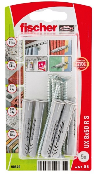 Fischer Kołki uniwersalne z wkrętami UX 8 x 50 mm 5 szt. 90879