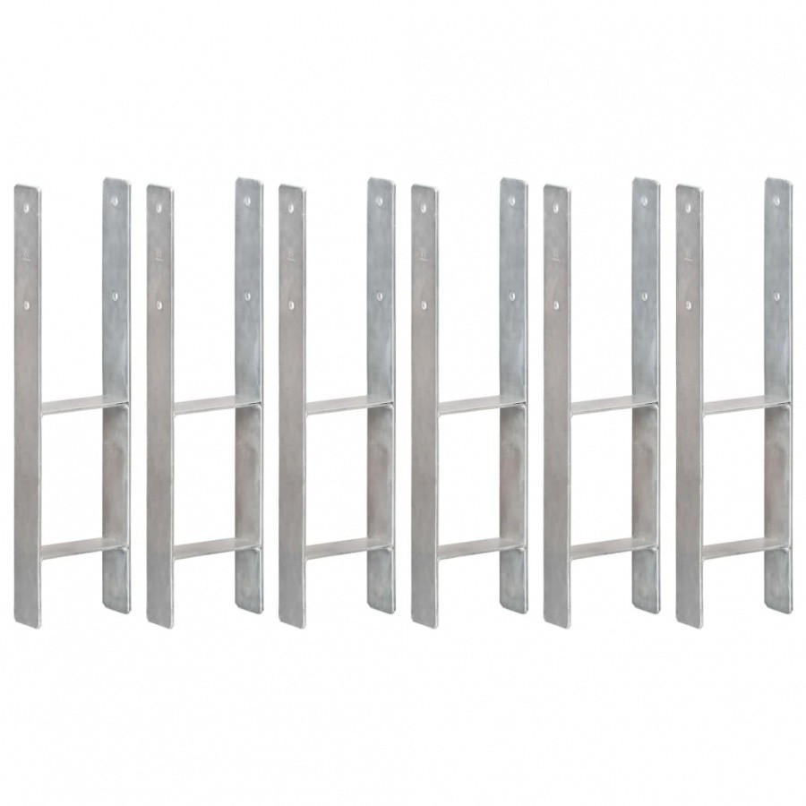 Vida Kotwy do słupków 6 szt. srebrne 14 x 6 x 60 cm stal V-145309