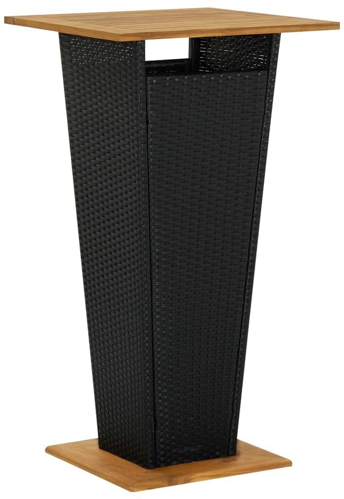 VidaXL Lumarko Stolik barowy, czarny, 60x60x110 cm, rattan PE i lita akacja 313463 VidaXL