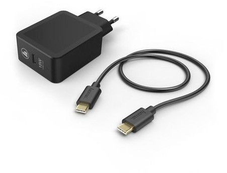 Hama sieciowa 1xUSB-C PD 18W QC 3.0 + kabel USB-C czarna