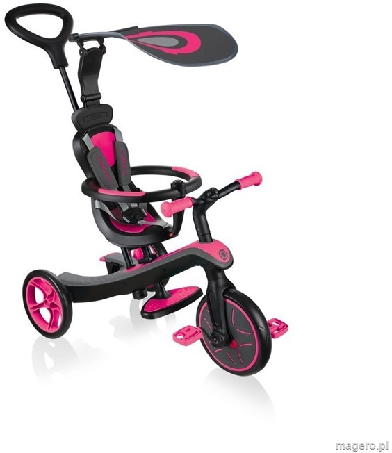 GLOBBER Rowerek 4w1 trójkołowy biegowy wózek Explorer Trike Fuchsia 632-110-2 632-110-2