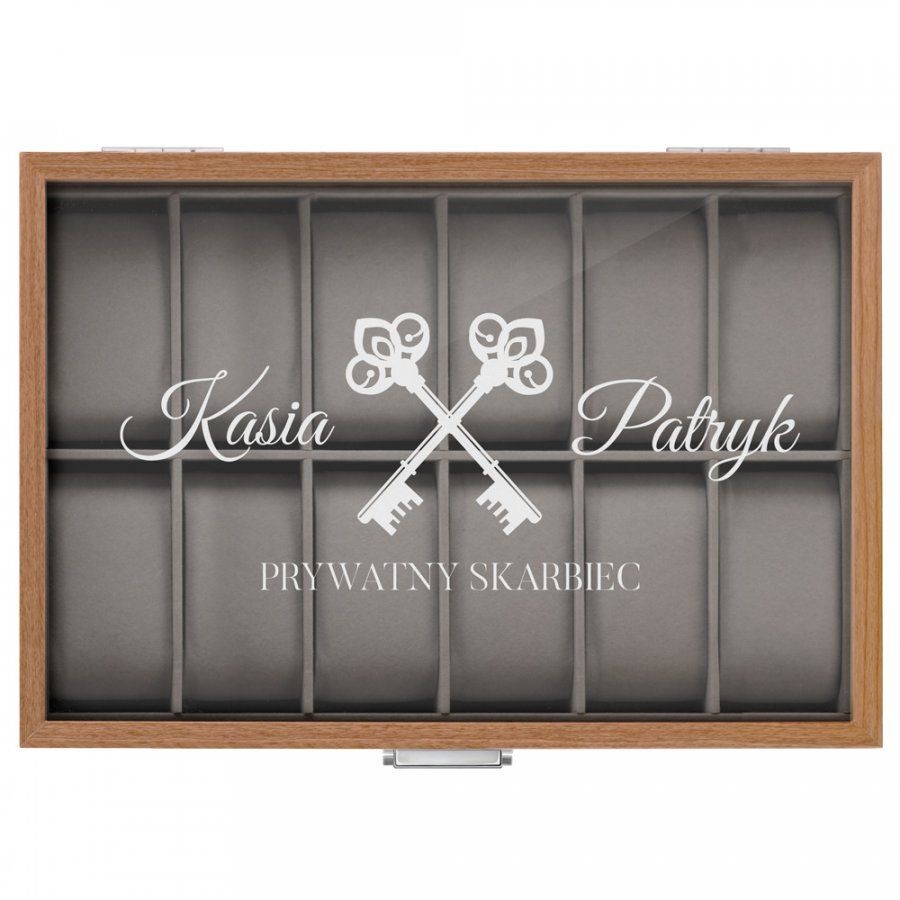 Murrano Drewniana Szkatułka Kuferek na Zegarki GRAWER Skarbiec SZKT-DR12-017