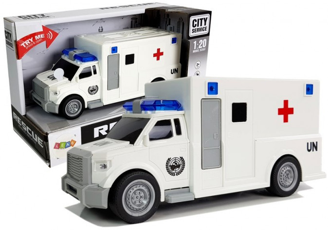 LEANToys Auto Ambulans z napędem Karetka Pogotowia 1:20 z dźwiękiem
