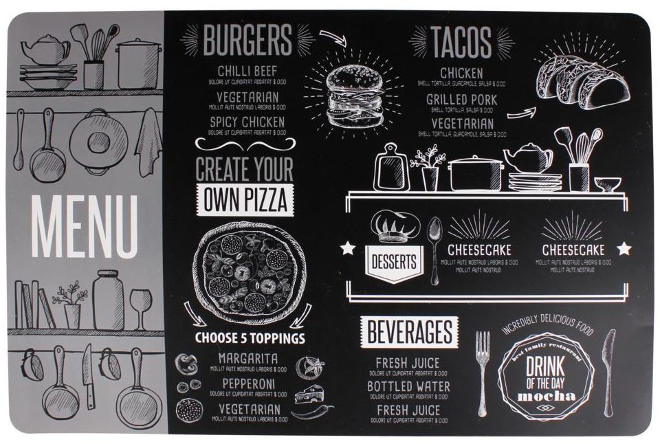 UNIGLOB Podkładka na stół TACOS prostokątna 43 x 28 cm