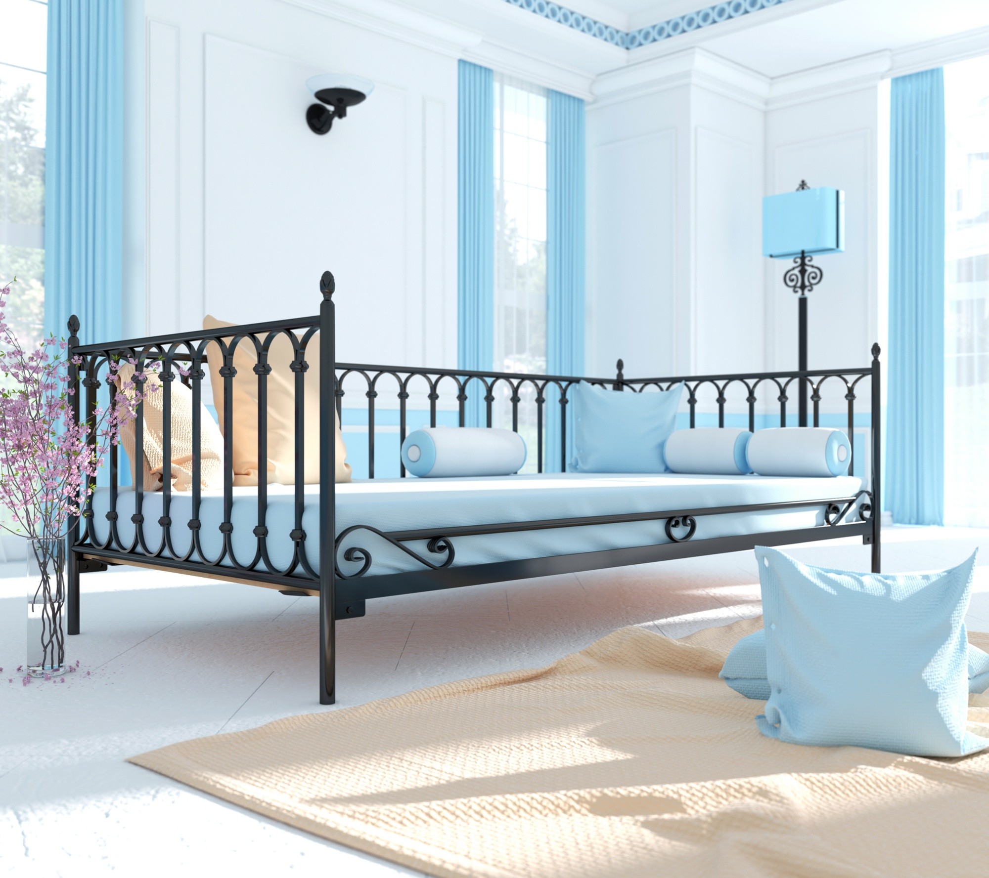 Lak System Łóżko metalowe sofa Premium - wzór 8S 8