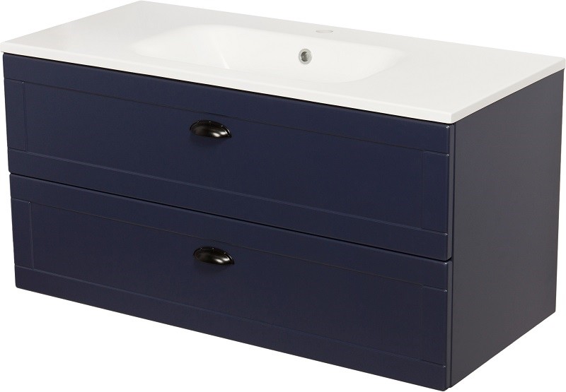 Gante Wisząca szafka z umywalką granatowy mat 100 cm seria Grend GRD-GN-U101/46/2+GREND-10