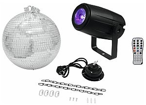 Eurolite Mirror Ball 30cm + silnik + LED PST-5 QCL Spot bk - zestaw imprezowy 20000562