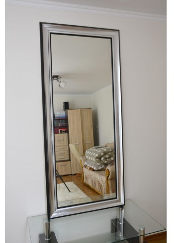 Łukasz Ochwat Alfaram Lustro w bogatej czarno srebrnej oprawie  9801001, Lustro w ramie: 70x170