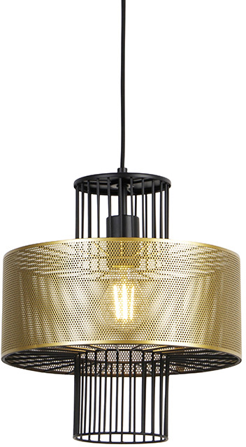 QAZQA Designerska lampa wisząca złota z czarnym 30cm - Tess