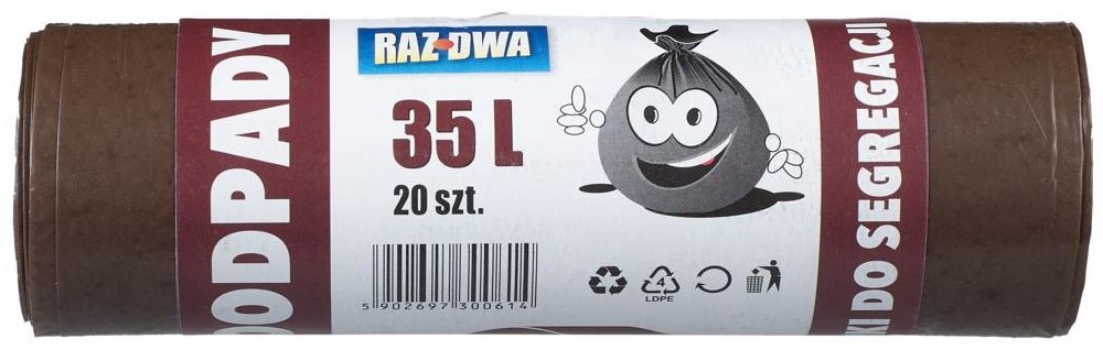 MALWO Worki na śmieci BIOODPADY 35 l 20 szt. brązowe MALWO