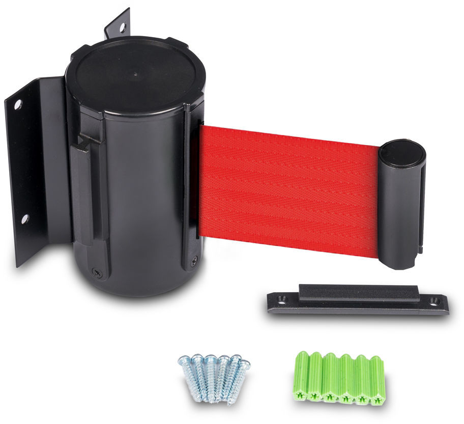 Kaseta ścienna czarna z taśmą czerwoną 2,3m