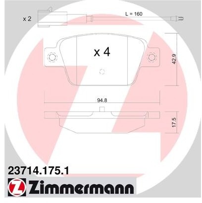 ZIMMERMANN Zestaw klocków hamulcowych, hamulce tarczowe 23714.175.1