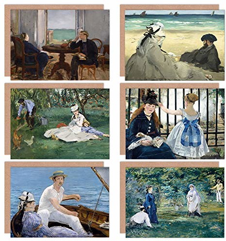 Artery8 Edouard Manet Krokiet Le Chemin Plaża Łódź Ogród Arcachon Fine Art Kartka okolicznościowa Opakowanie 6 sztuk PCLP000029