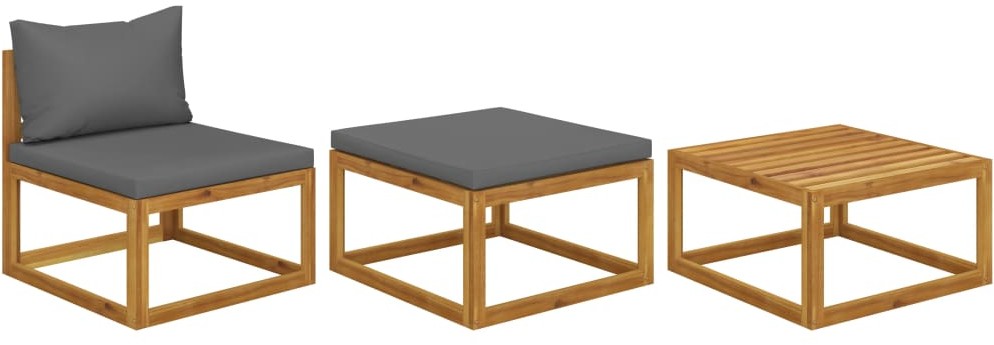 vidaXL 3-cz. zestaw wypoczynkowy do ogrodu, poduszki, lita akacja