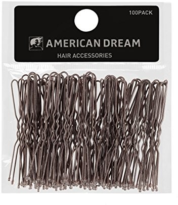American Dream Pack of 100 X spinki do włosów  brązowy  faliste  2.5 inch/6.35 cm długość, 1er Pack (1 X 100 sztuk) AD/T/PIN/WAV/2.5/BRN/100PK