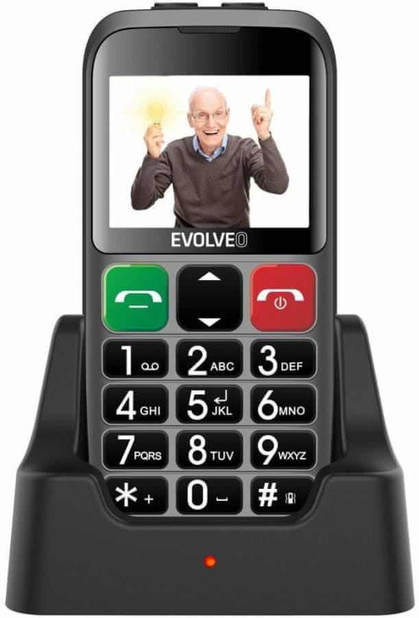 Evolveo telefon komórkowy dla seniorów z podstawką ładującą EB czerwony