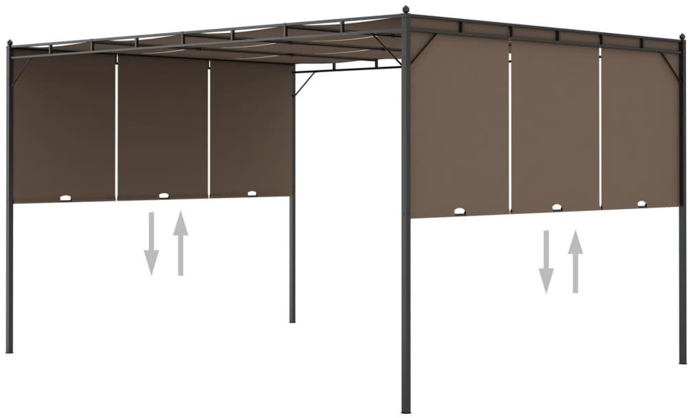 vidaXL Altana ogrodowa z zasłoną, 4 x 3 x 2,25 m, kolor taupe 312264