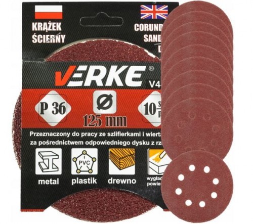 VERKE KRĄŻEK PAPIER ŚCIERNY P 36 125 MM 10 SZT. VERKE V44170 V44170