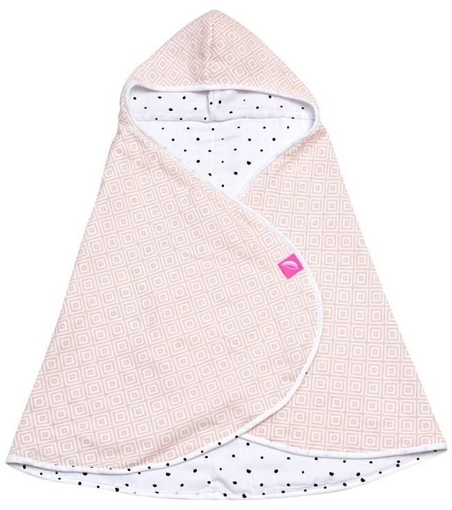 Motherhood Ręcznik niemowlęcy, muślinowy, Różowe Kwadraty, 65x130 cm